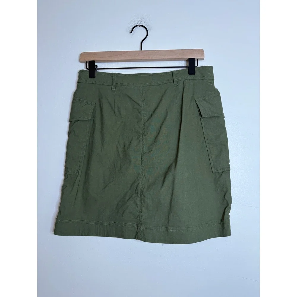 Maeve Anthropologie Olive Green Cargo Mini Skirt Linen Blend Utility Size Medium